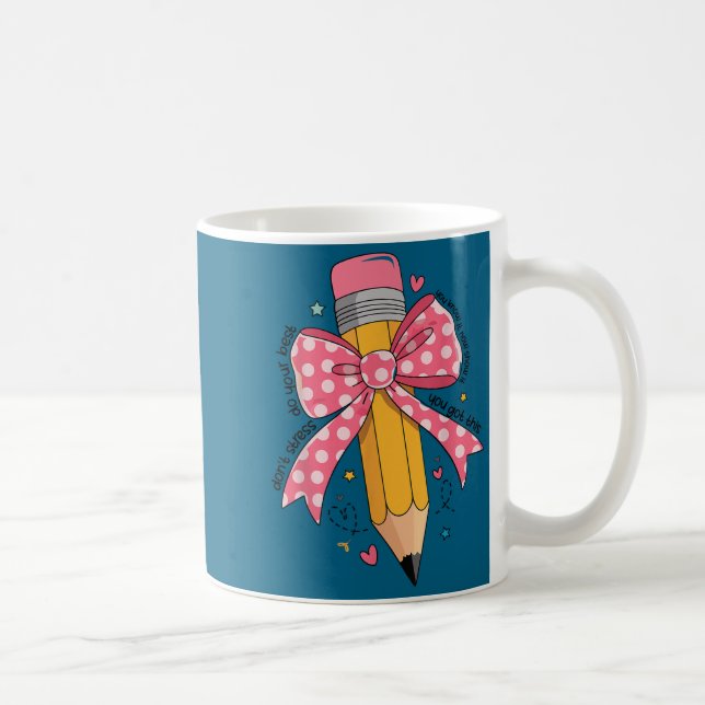 Pencil Coquette Bow Test Day Teacher Motivational  Kaffemugg (Höger)