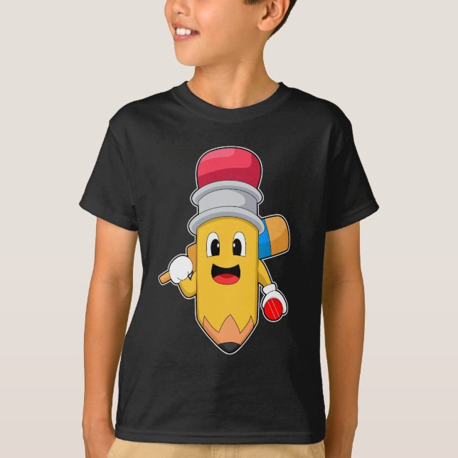 Pencil Cricket fladdermus T Shirt (Framsida)