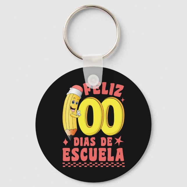Pencil Feliz 100 Dias De Escuela Groovy 100 dagar  Nyckelring (Framsida)