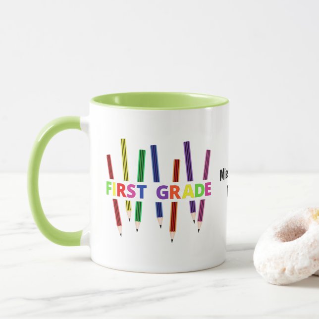 Pencil First Klass Anpassade Teacher Mugg (Med munk)