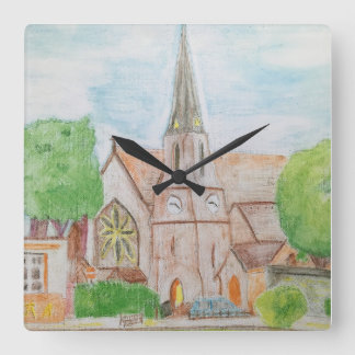 Pencil från Essex Church Vatten Färg Fyrkantig Klocka