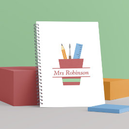 Pencil Holder Monogram Teacher Tack Gift Anteckningsbok