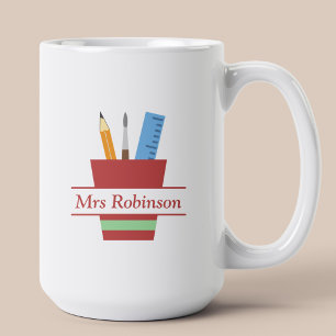Pencil Holder Monogram Teacher Tack Gift Kaffemugg