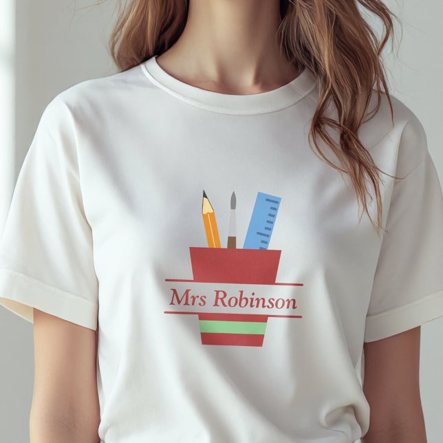 Pencil Holder Monogram Teacher Tack Gift T Shirt (Pencil Holder Monogram Teacher Thank You Gift T-Shirt)