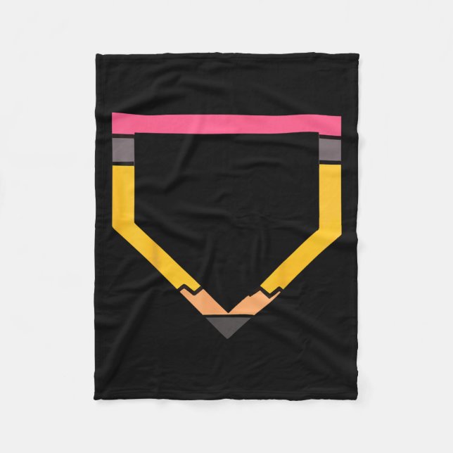 Pencil Home Plate Baseball Lovers Boys Kids Back T Fleecefilt (Framsidan)