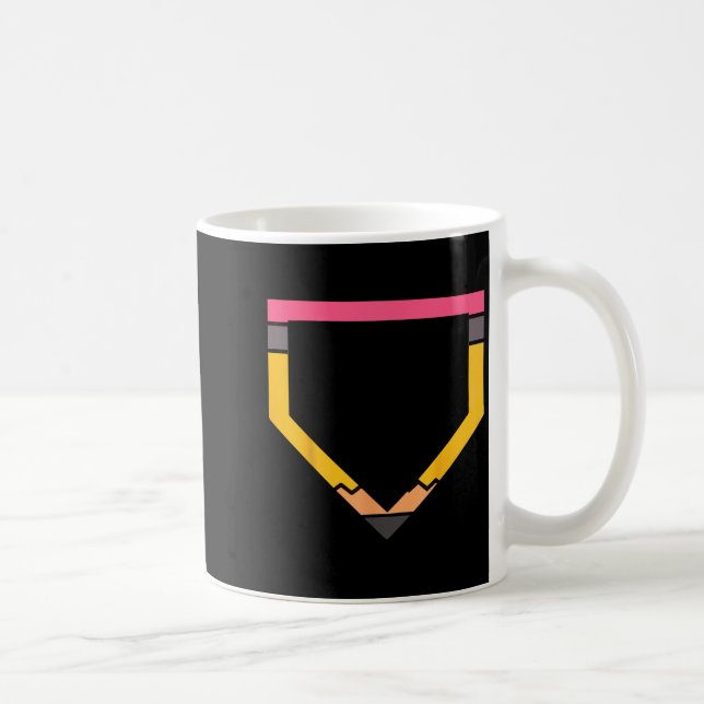 Pencil Home Plate Baseball Lovers Boys Kids Back T Kaffemugg (Höger)