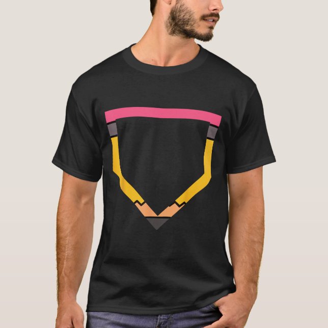 Pencil Home Plate Baseball Lovers Boys Kids Back T Shirt (Framsida)