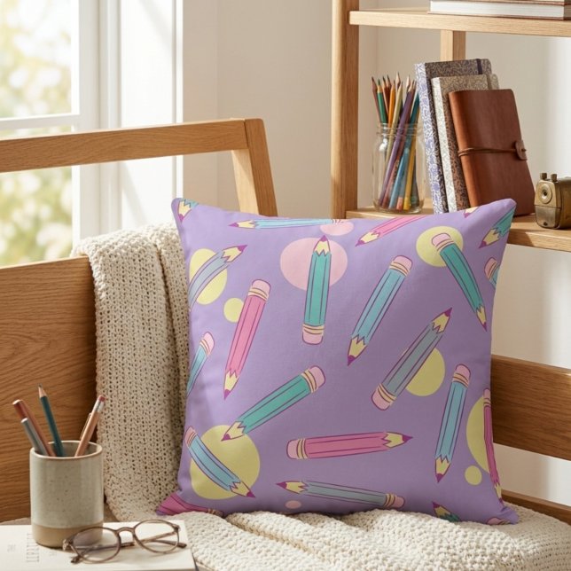 Pencil Party | Lavendel Kuddcover Kudde (Skapare uppladdad)