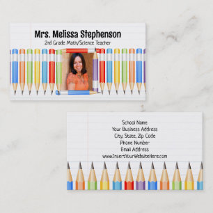 Pencil Photo Teacher Tutoring School Education Visitkort