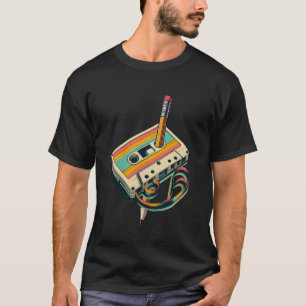 Pencil Rewind Cassette Old school Music Älskare Pa T Shirt