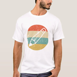 Pencil Silhouette Retro School Teacher Långärmad T Shirt