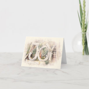 Pencil Sketch Rustic JOY Jul Art Helgdag Car Helgkort