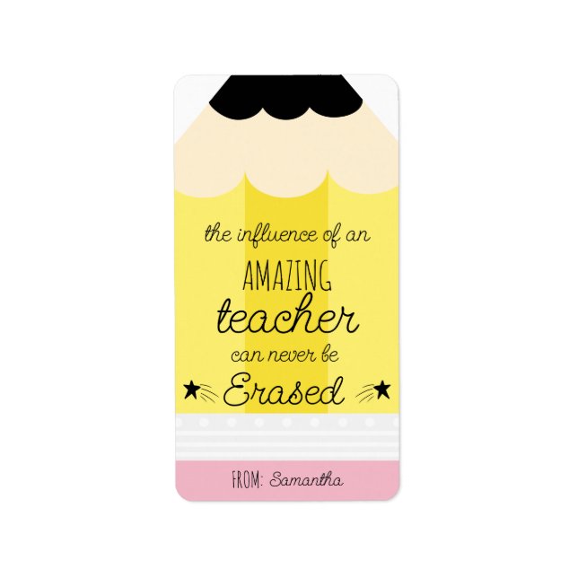 Pencil Teacher-uppskattningssymbol Sticker Adressetikett (Framsidan)