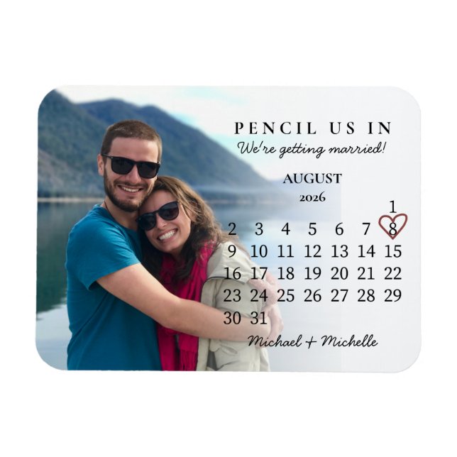 Pencil Us In Save the Date August 2026 Calendar Magnet (Horisontell)