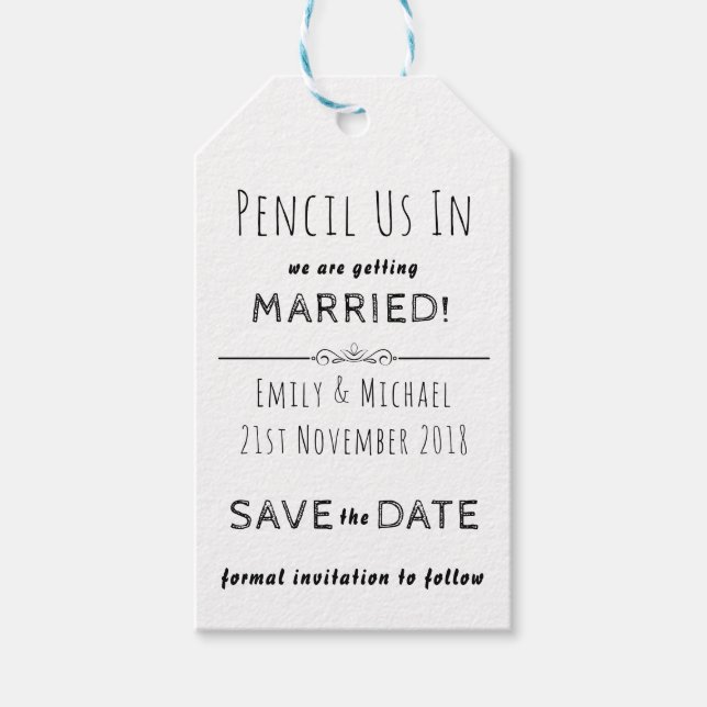 PENCIL US IN - skapa dina egna SPARA DATUM-Märkre Presentetikett (Framsidan)