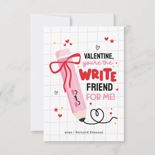 Pencil Valentine Du är SKRIVA Friend Card Inbjudningar (Framsida)