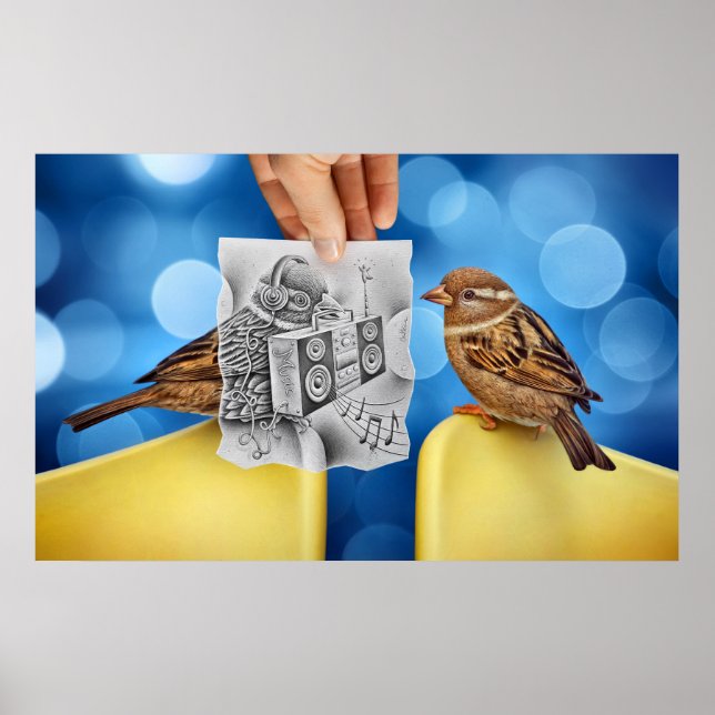 Pencil Vs Camera - Electro Bird Poster (Framsidan)