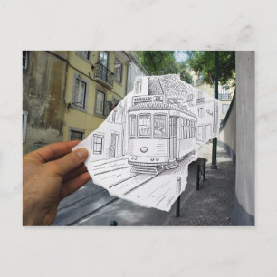 Pencil Vs Camera - Lissabon Tram Vykort