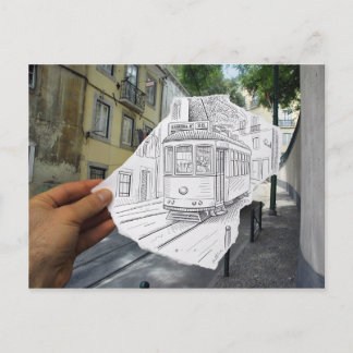 Pencil Vs Camera - Lissabon Tram Vykort