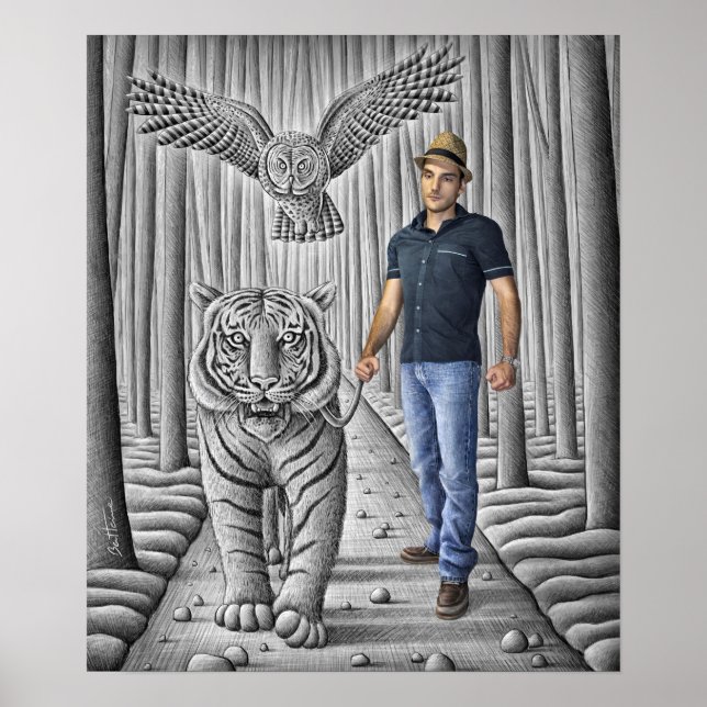 Pencil Vs Camera - Tiger, Uggla, Man Poster (Framsidan)