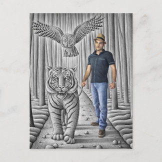 Pencil Vs Camera - Tiger, Uggla, Man Vykort