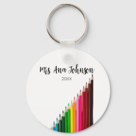 Pencillyren back to school färg lägger till namn å nyckelring
