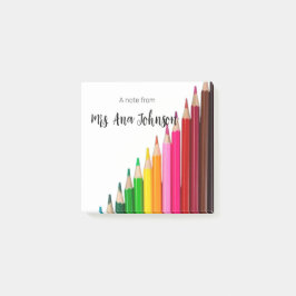 Pencillyren back to school färg lägger till namn å post-it block