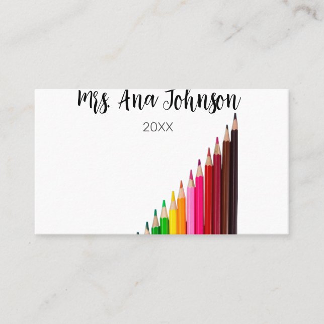 Pencillyren back to school färg lägger till namn å visitkort (Framsida)