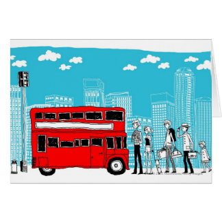 Pendlare som väntar på hållplatsen hälsningskort