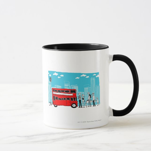 Pendlare som väntar på hållplatsen mugg (Höger)