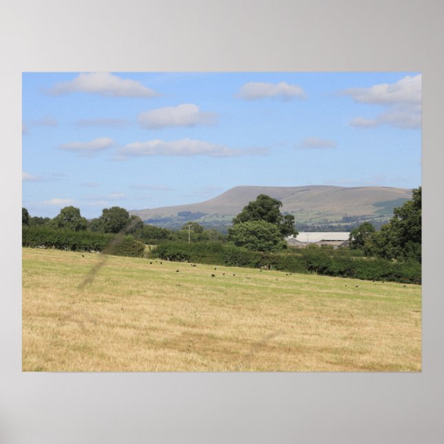 Pendle Backe Lancashire-vykort Poster (Framsidan)