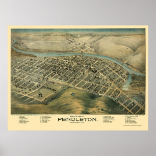 Pendleton ELLER panorama- karta - 1890's Poster