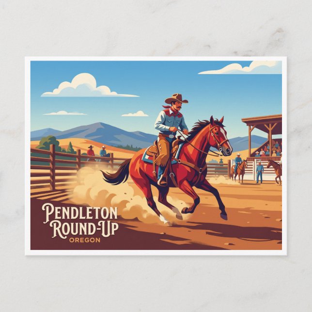 Pendleton Round-Up Oregon Vykort (Framsida)