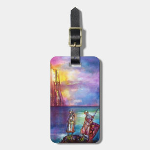 PENDRAGON Medieval Knight,Sjö Sunset,Fantasy Bagagebricka