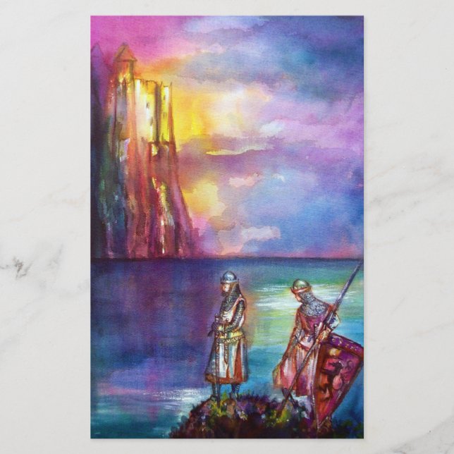 PENDRAGON Medieval Knight,Sjö Sunset,Fantasy Brevpapper (Framsida)