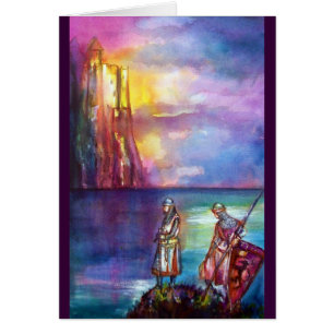 PENDRAGON Medieval Knight,Sjö Sunset,Fantasy Hälsningskort