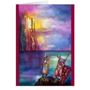 PENDRAGON Medieval Knight,Sjö Sunset,Fantasy Hälsningskort
