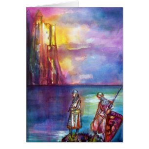 PENDRAGON Medieval Knight,Sjö Sunset,Fantasy Hälsningskort