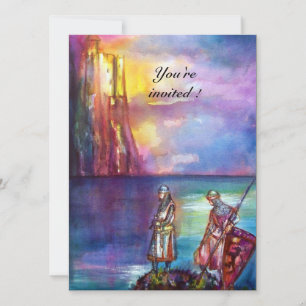 PENDRAGON Medieval Knight,Sjö Sunset,Fantasy Inbjudningar