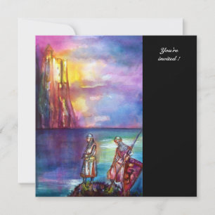 PENDRAGON Medieval Knight,Sjö Sunset,Fantasy Inbjudningar