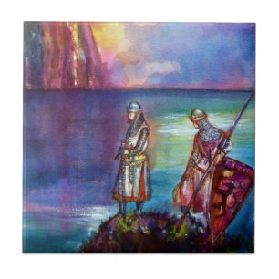 PENDRAGON Medieval Knight,Sjö Sunset,Fantasy Kakelplatta