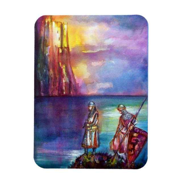 PENDRAGON Medieval Knight,Sjö Sunset,Fantasy Magnet (Vertikal)