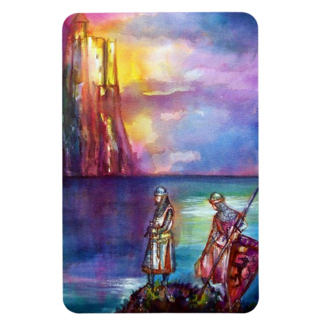PENDRAGON Medieval Knight,Sjö Sunset,Fantasy Magnet (Vertikal)