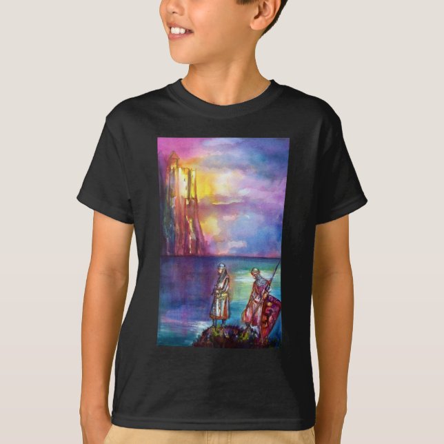 PENDRAGON Medieval Knight,Sjö Sunset,Fantasy T Shirt (Framsida)