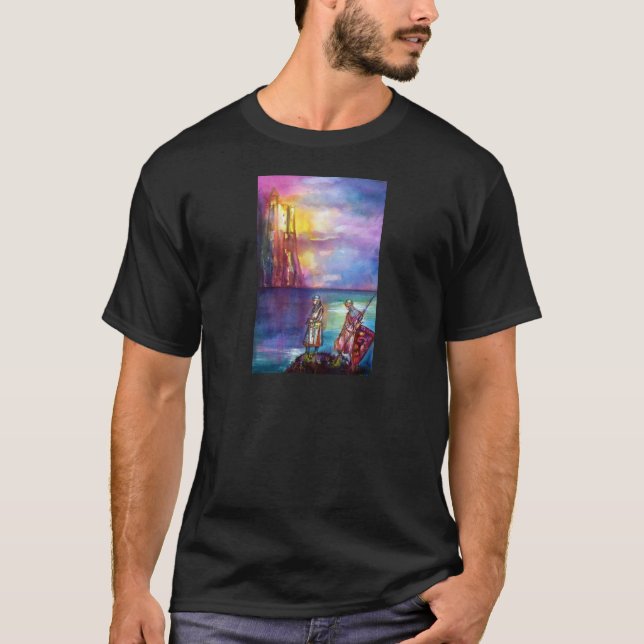 PENDRAGON Medieval Knight,Sjö Sunset,Fantasy T-shirt (Framsida)