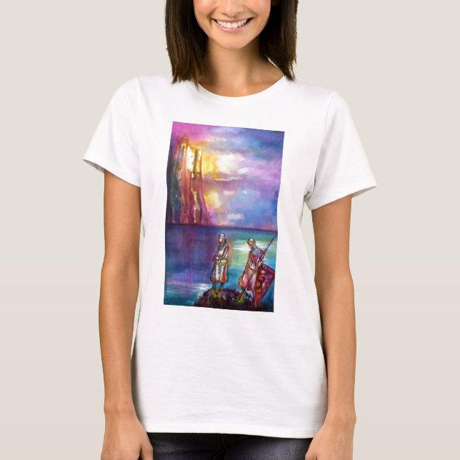 PENDRAGON Medieval Knight,Sjö Sunset,Fantasy Tee (Framsida)