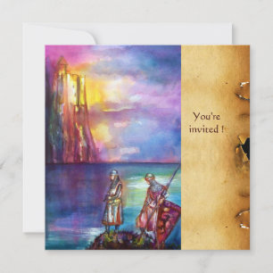 PENDRAGON Medieval Knight,Sjö Sunset,Parchment Inbjudningar