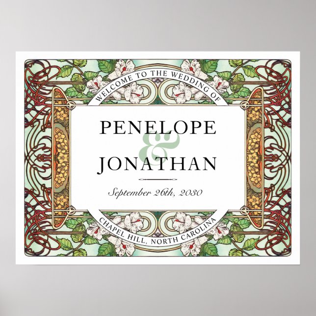 PENELOPE 01 A - Bröllop Välkomstskylt Medium Poster (Framsidan)