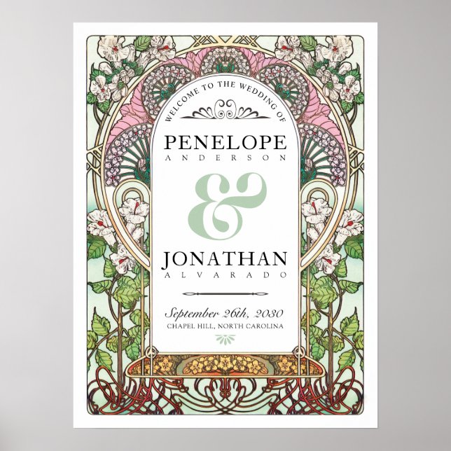 PENELOPE 01 A - Bröllop Välkomstskylt Medium Poster (Framsidan)