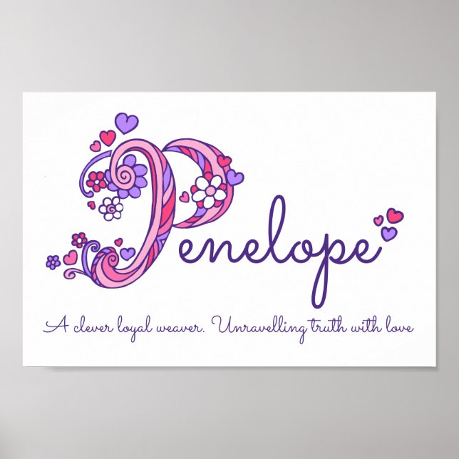 Penelope initial P doodle eart art namn betyder Poster (Framsidan)